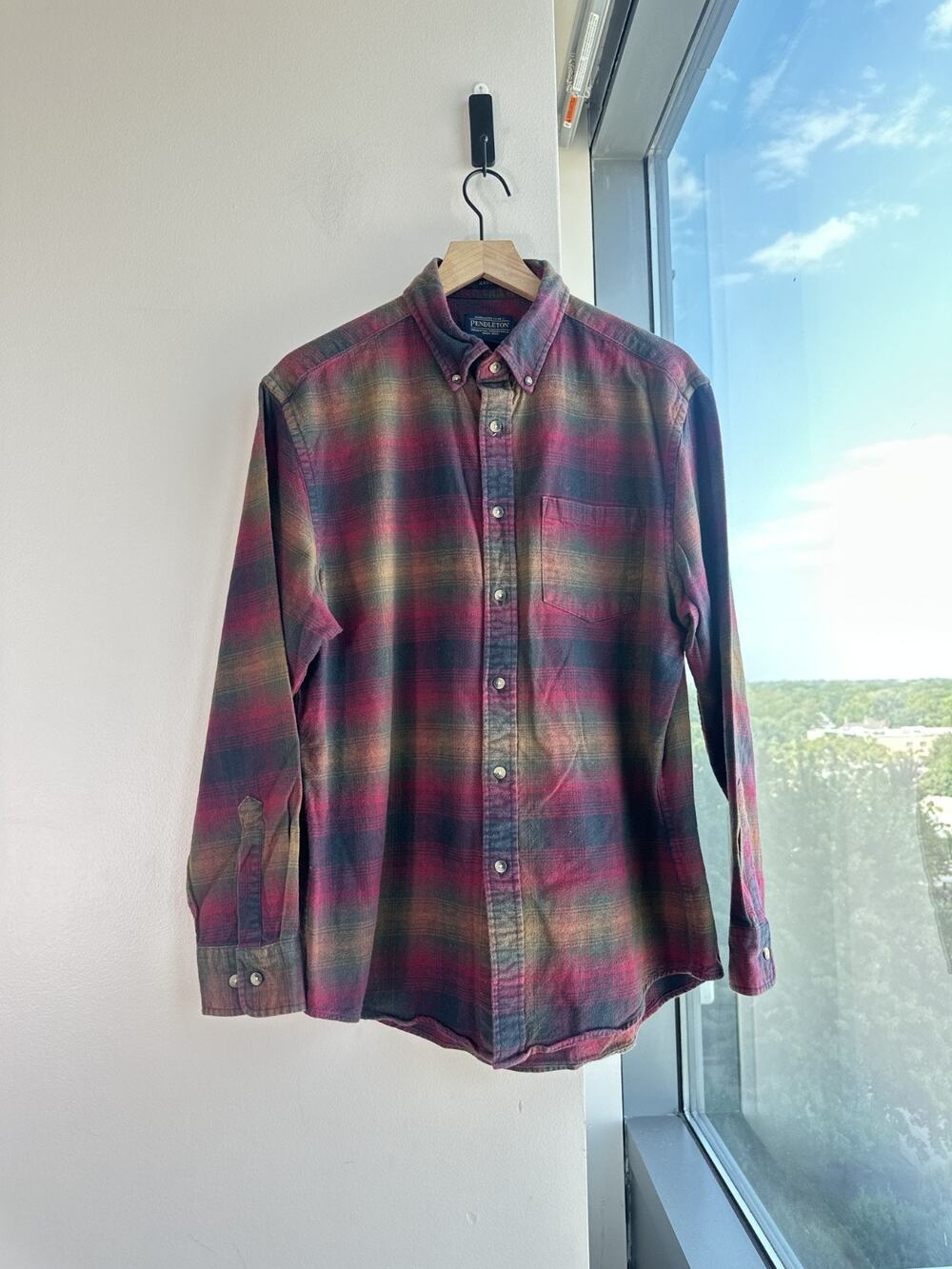Pendleton Mason Plaid Flannel Multicolor Long-sleeve Button Up Shirt Sz L